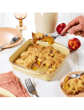 Plat carré en verre effet céramique avec couvercle en verre et silicone PEBBLY