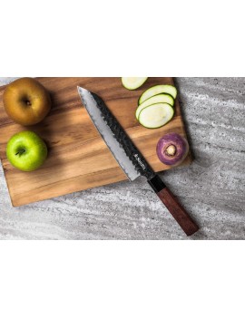 Couteau de cuisine Sayuto Séquoia San Mai Kiritsuke lame martelée 21cm SAYUTO