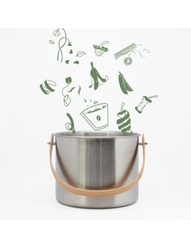 Seau à compost d'intérieur 7L en inox et bambou avec filtre charbon PEBBLY