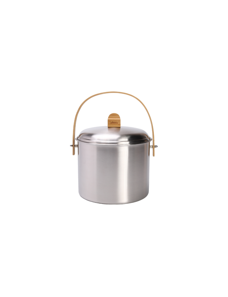 Seau à compost d'intérieur 3,5L en inox et bambou avec filtre charbon PEBBLY