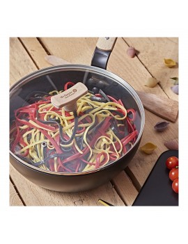 Couvercle en verre avec pontet en bois de hêtre DE BUYER INDUSTRIES