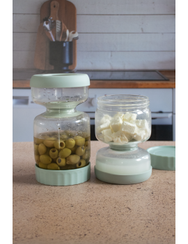 Bocal à cornichons en verre 750 ml avec séparateur en silicone PEBBLY
