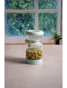 Bocal à cornichons en verre 750 ml avec séparateur en silicone PEBBLY