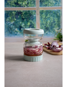 Bocal à cornichons en verre 750 ml avec séparateur en silicone PEBBLY