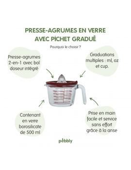 Presse-agrumes avec pichet gradué 500ml PEBBLY