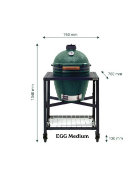 Pack MEDIUM sur table modulaire avec 2 rallonges - EGG Medium + ConvEGGtor  + Table modulaire +  2 rallonges bois BIG GREEN EGG