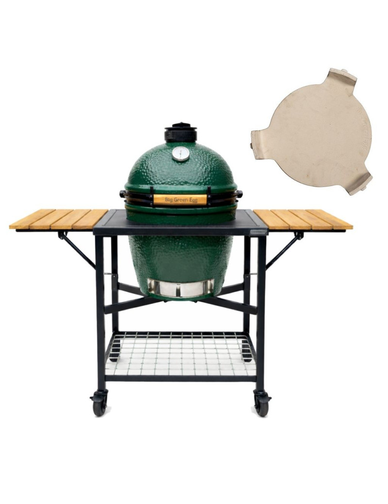 Pack MEDIUM sur table modulaire avec 2 rallonges - EGG Medium + ConvEGGtor  + Table modulaire +  2 rallonges bois BIG GREEN EGG