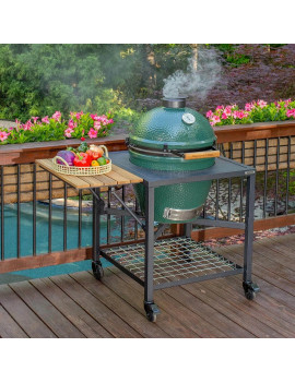 Pack MEDIUM sur table modulaire avec 2 rallonges - EGG Medium + ConvEGGtor  + Table modulaire +  2 rallonges bois BIG GREEN EGG
