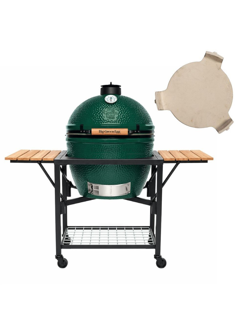 Pack XLARGE  sur table modulaire avec 2 rallonges - EGG XLarge + ConvEGGtor  + Table modulaire +  2 rallonges bois BIG GREEN EGG