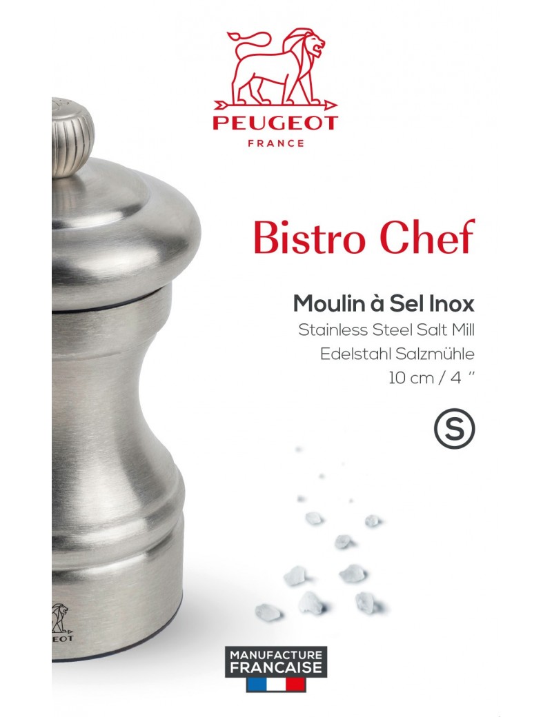 Moulin à sel - Bistro Chef inox - Couleur Gris inox - Taille 10 cm