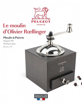 Roellinger Moulin à poivre manuel en bois couleur chocolat 13 cm - Peugeot