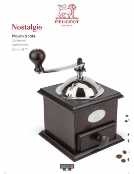 Nostalgie Moulin à café manuel ancien en bois couleur chocolat 21 cm - Peugeot