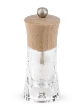 Oléron Moulin à sel manuel en bois et acryl couleur naturel 14 cm - Peugeot