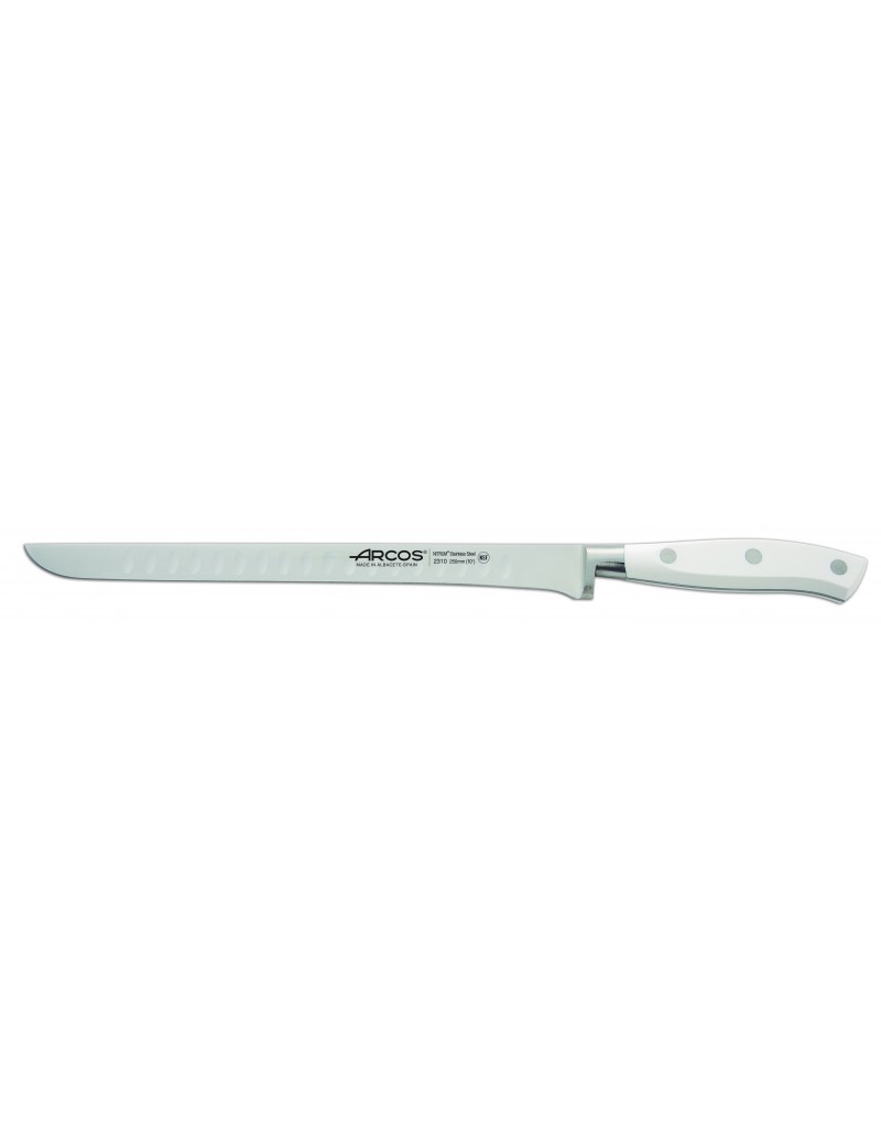 Couteau à jambon flexible alvéole Riviera 250 mm - Couleur Blanc