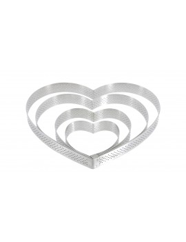 Cercle à tarte perforé Valrhona à bord droit inox H 2 cm - coeur De Buyer