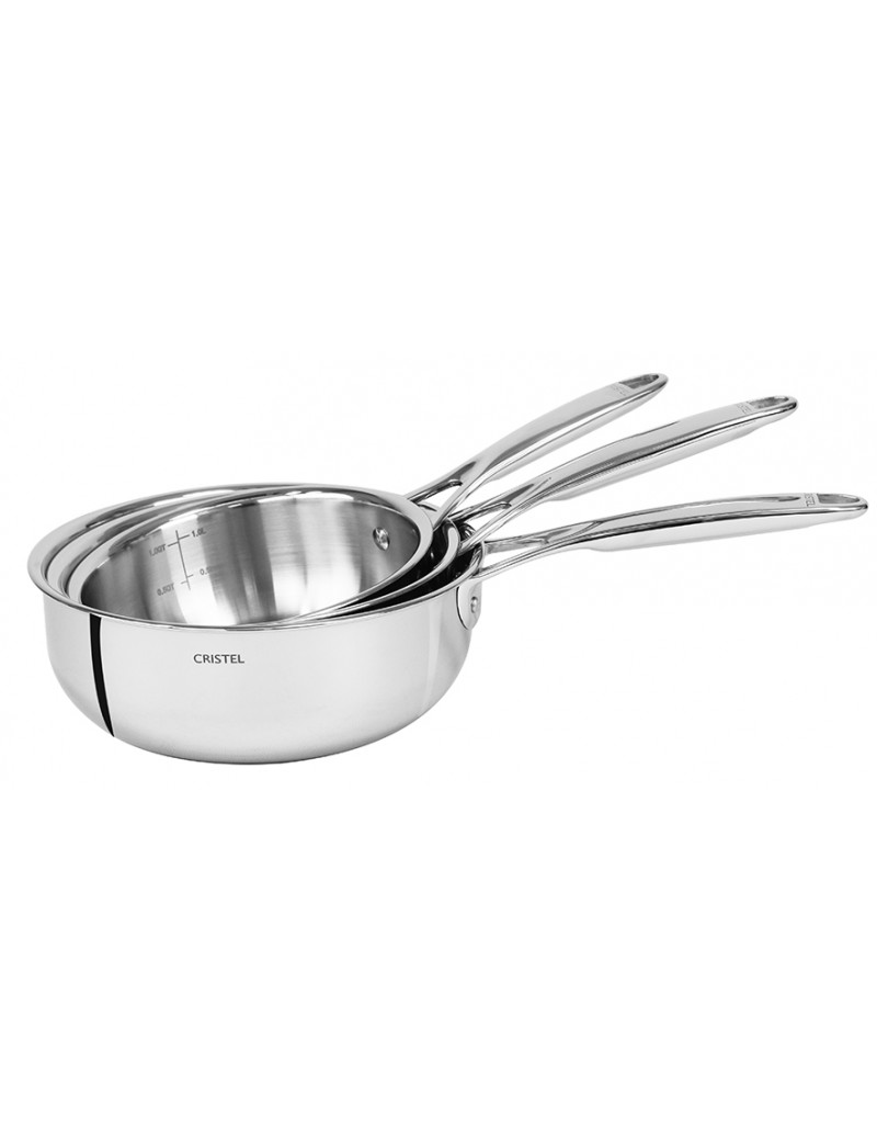 Lot 3 casseroles Castel'Pro® Fixe tout inox 16 à 20 cm - Cuisine