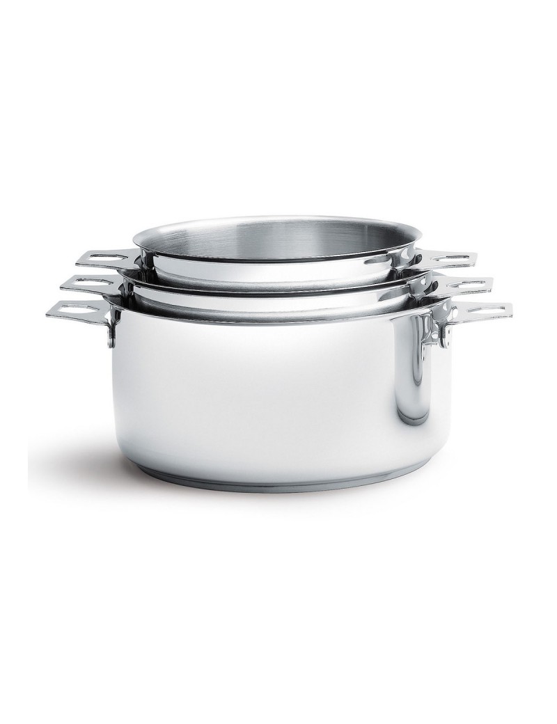 Lot de 3 casseroles amovibles tout inox Twisty 16 à 20 cm DE BUYER INDUSTRIES