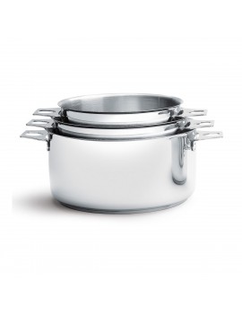 Lot de 3 casseroles amovibles tout inox Twisty 16 à 20 cm DE BUYER INDUSTRIES