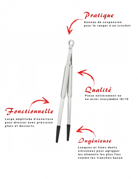 Pince de présentation droite en inox - Longueur 16 cm - Cuisine - Parlapapa