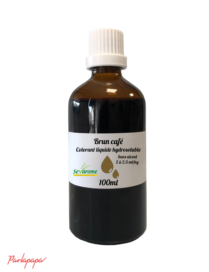 Colorant brun café liquide hydrosoluble professionnel sans alcool SEVAROME