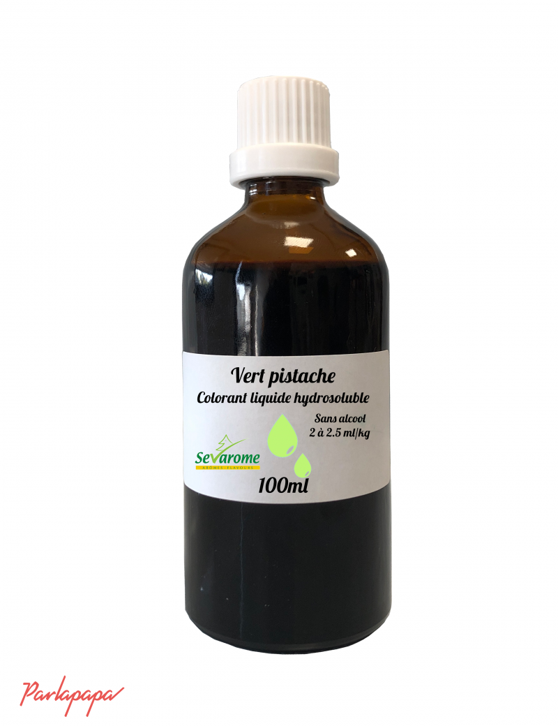 Colorant vert pistache liquide hydrosoluble professionnel sans alcool SEVAROME
