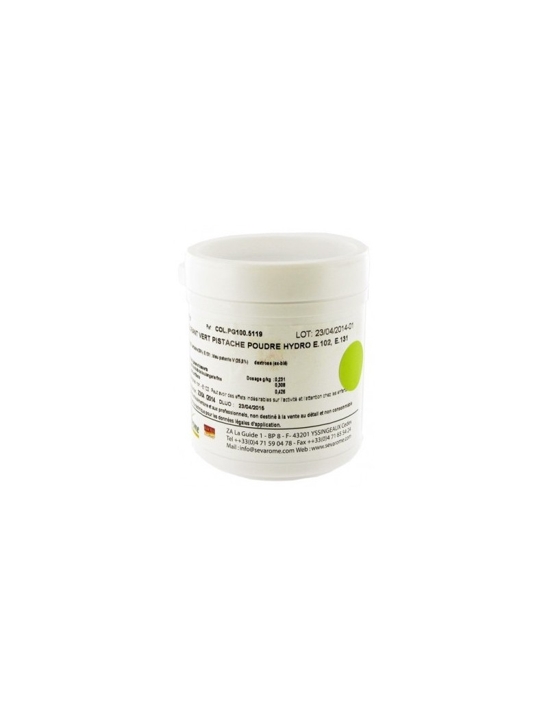 Colorant vert pistache poudre hydrosoluble professionnel SEVAROME