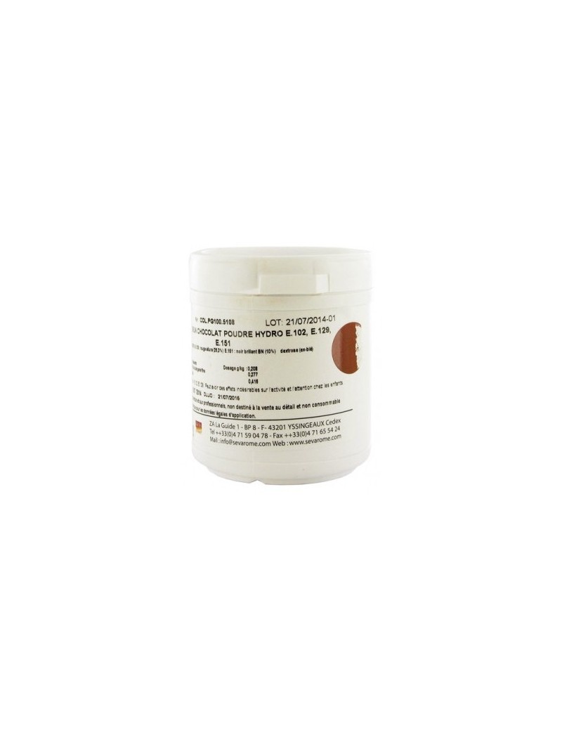 Colorant brun chocolat poudre hydrosoluble professionnel SEVAROME