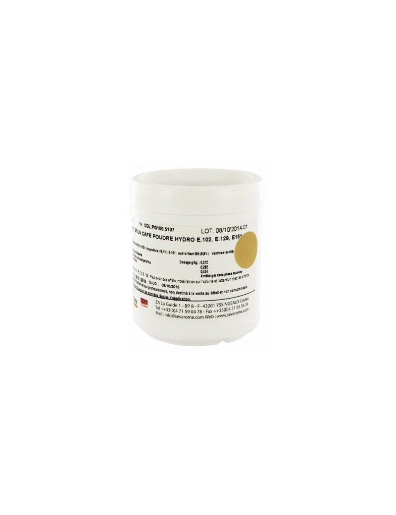 Colorant brun café poudre hydrosoluble professionnel SEVAROME