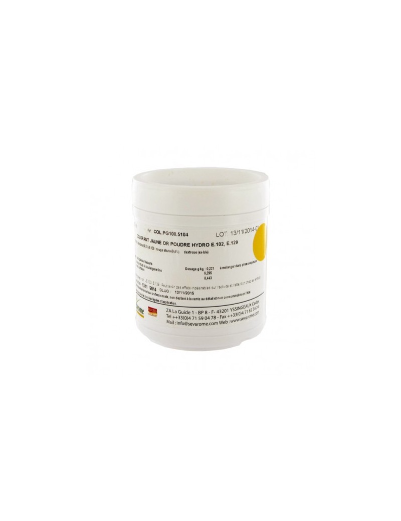 Colorant jaune or poudre hydrosoluble professionnel SEVAROME