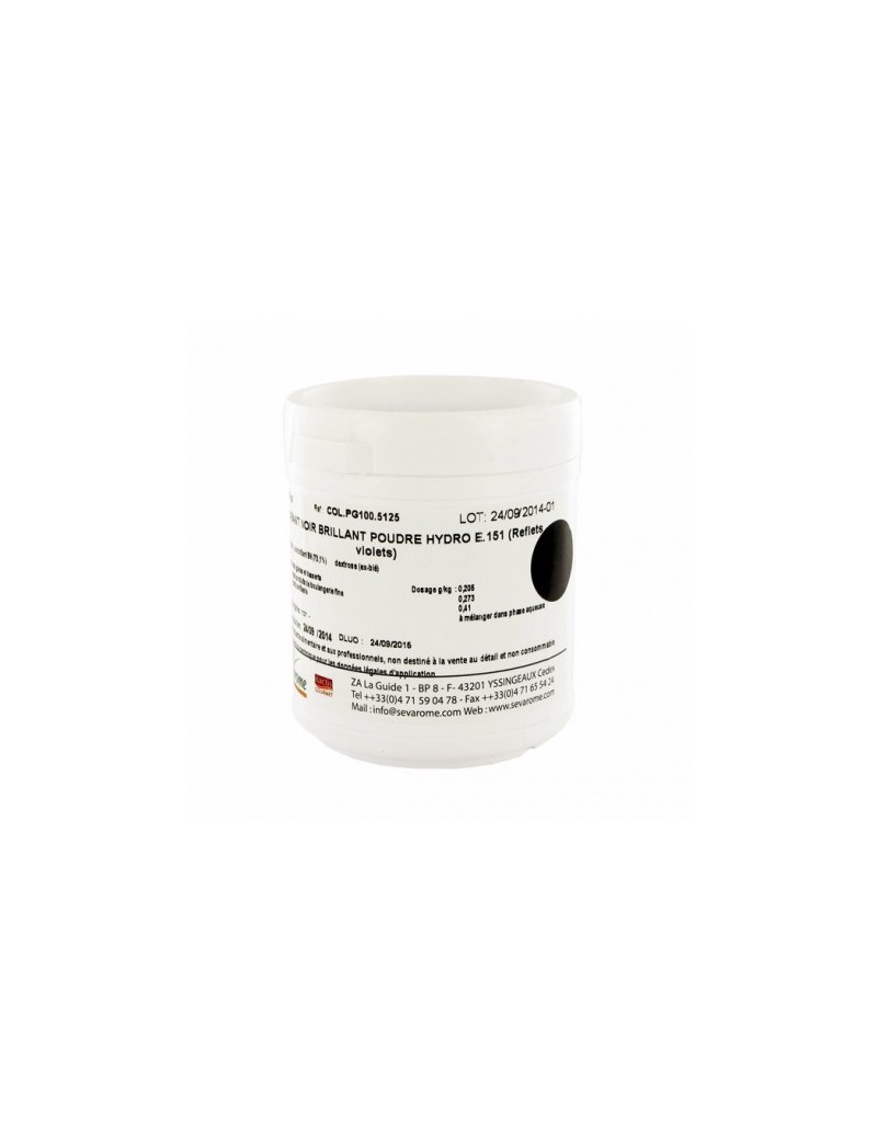Colorant noir brillant poudre hydrosoluble professionnel SEVAROME