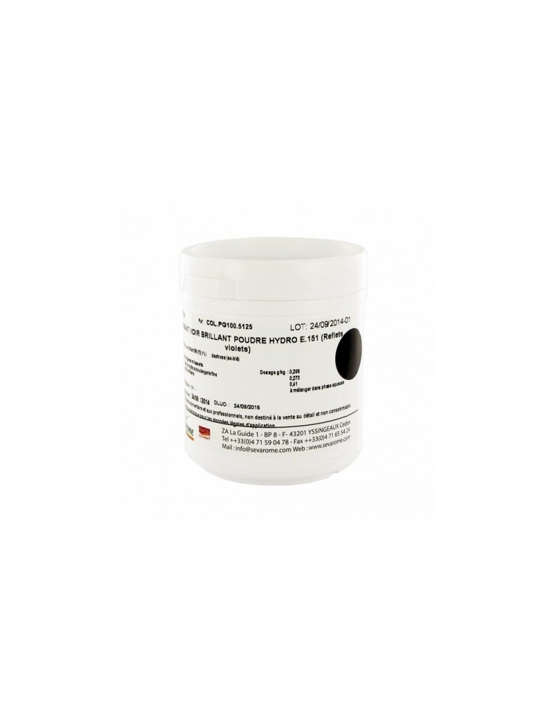 Colorant Alimentaire Hydrosoluble Intense en Poudre - Noir - 50g