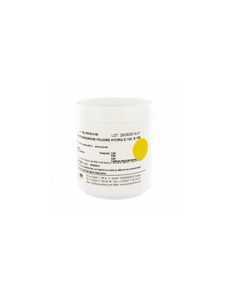 Colorant orange mandarine poudre hydrosoluble professionnel SEVAROME