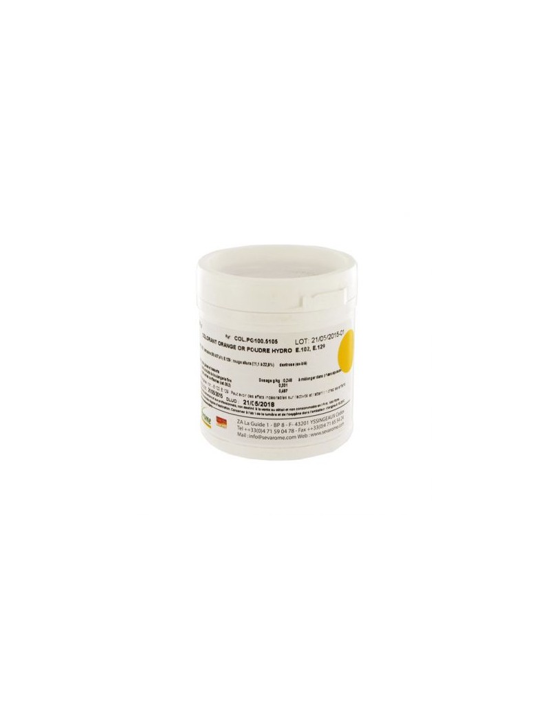 Colorant orange or poudre hydrosoluble professionnel SEVAROME