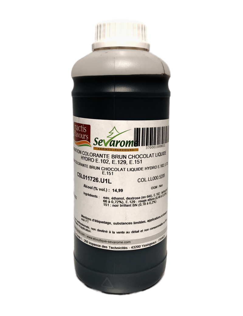Colorant alimentaire brun chocolat liquide hydrosoluble professionnel sans alcool 5208 SEVAROME
