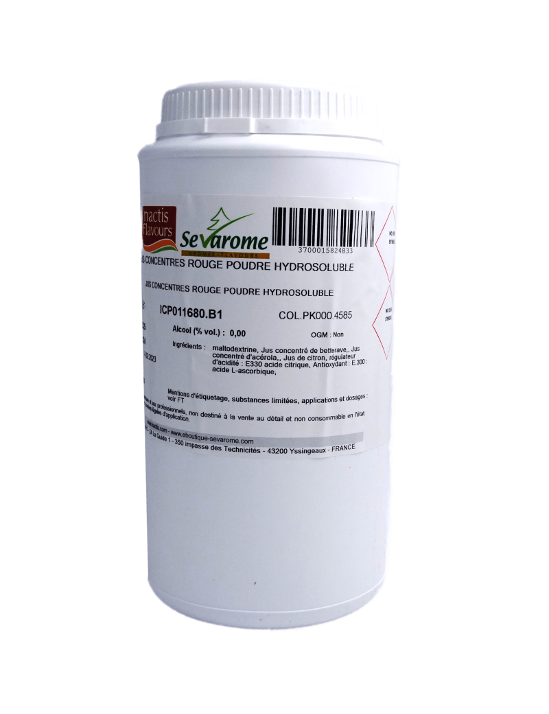 Colorant naturel rouge poudre hydrosoluble professionnel 4585 SEVAROME Colorant naturel rouge poudre hydrosoluble professionnel 4585 SEVAROME