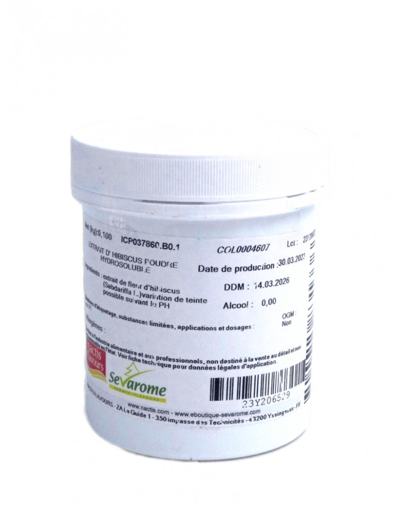 Colorant naturel Rose Violet poudre hibiscus hydrosoluble professionnel 4607 SEVAROME Colorant naturel Rose Violet poudre hibiscus hydrosoluble professionnel 4607 SEVAROME