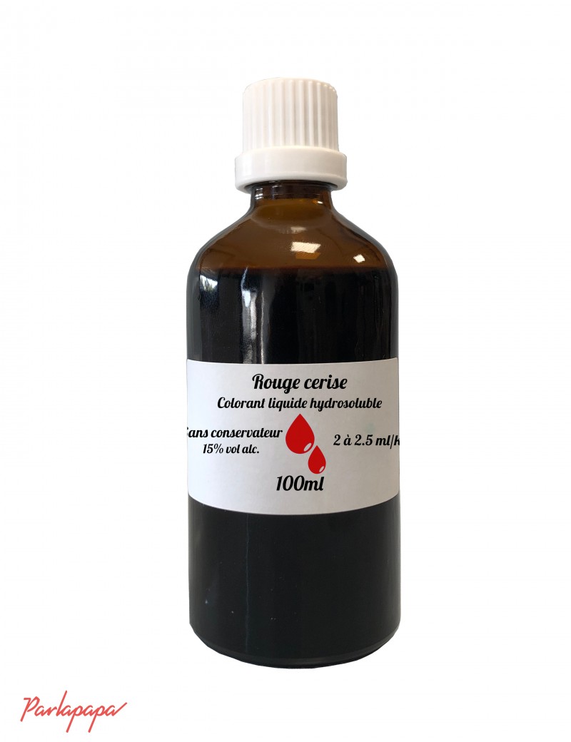 Colorant alimentaire rouge cerise liquide hydrosoluble professionnel 5214 -  Contenance 1 L - Couleur Rouge cerise - Pâtisserie - Parlapapa