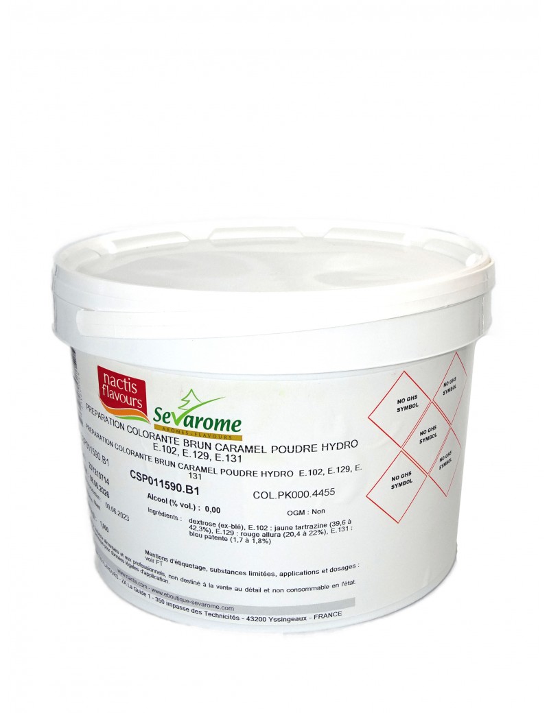 Colorant alimentaire brun caramel poudre hydrosoluble professionnel 4455 SEVAROME