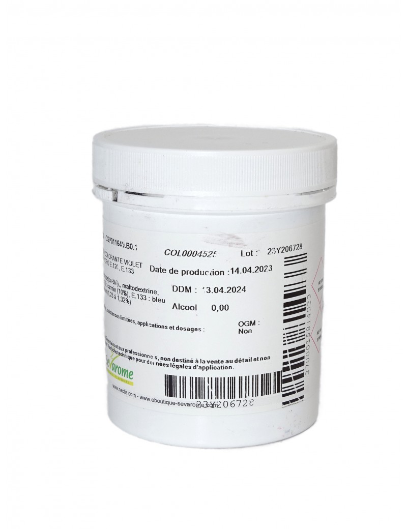 Colorant violet sans azoïque poudre hydrosoluble professionnel 4525 SEVAROME