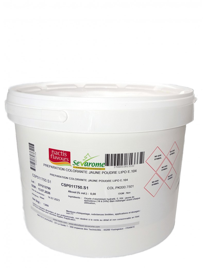 Colorant jaune laque poudre liposoluble professionnel 7501 SEVAROME Colorant jaune laque poudre liposoluble professionnel 7501 SEVAROME