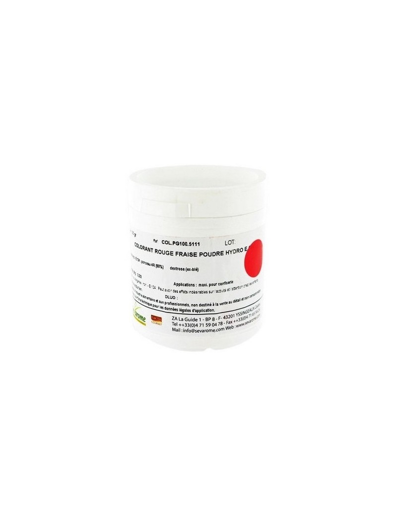 Colorant rouge fraise ponceau E124 poudre hydrosoluble professionnel SEVAROME
