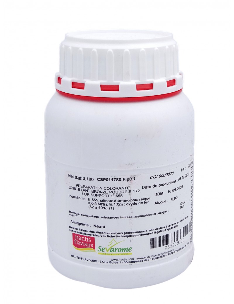 Colorant alimentaire scintillant bronze poudre liposoluble professionnel 9020 SEVAROME Colorant alimentaire scintillant bronze poudre liposoluble professionnel 9020 SEVAROME
