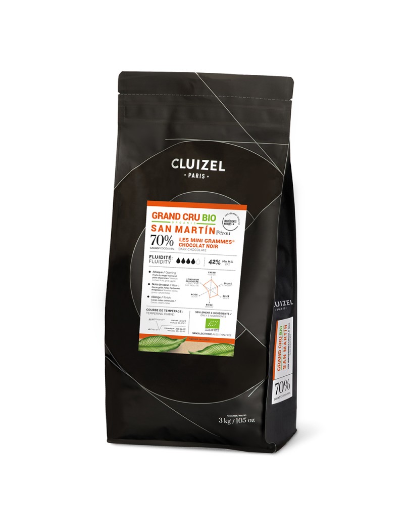 Chocolat noir de couverture Grands Cru Bio San Martin 70% MICHEL CLUIZEL Chocolat noir de couverture Grands Cru Bio San Martin 70% MICHEL CLUIZEL