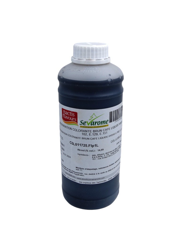 Colorant alimentaire brun café liquide hydrosoluble professionnel 5207 SEVAROME