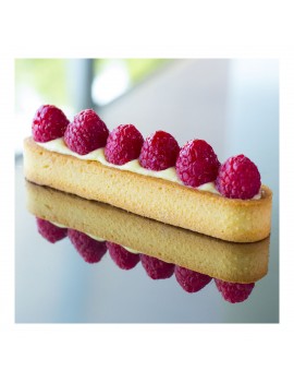 Cercle à tarte perforé Valrhona à bord droit inox H 2 cm - Oblong DE BUYER INDUSTRIES