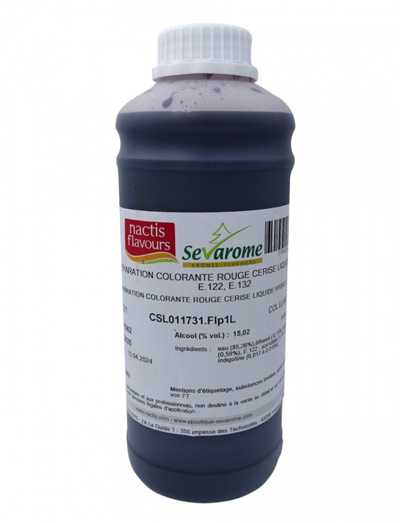 Colorant alimentaire rouge cerise liquide hydrosoluble professionnel 5214 SEVAROME Colorant alimentaire rouge cerise liquide hydrosoluble professionnel 5214 SEVAROME