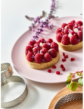 Cercle à tarte perforé à bord droit en inox Rond