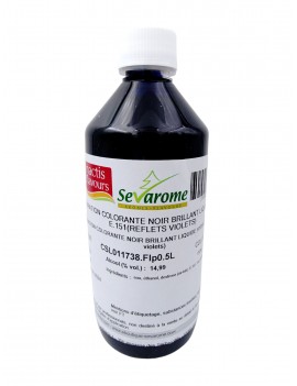 Colorant alimentaire noir brillant liquide hydrosoluble professionnel 5225 SEVAROME