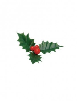 Houx triple feuilles vertes  6 cm pour bûches MALLARD FERRIERE