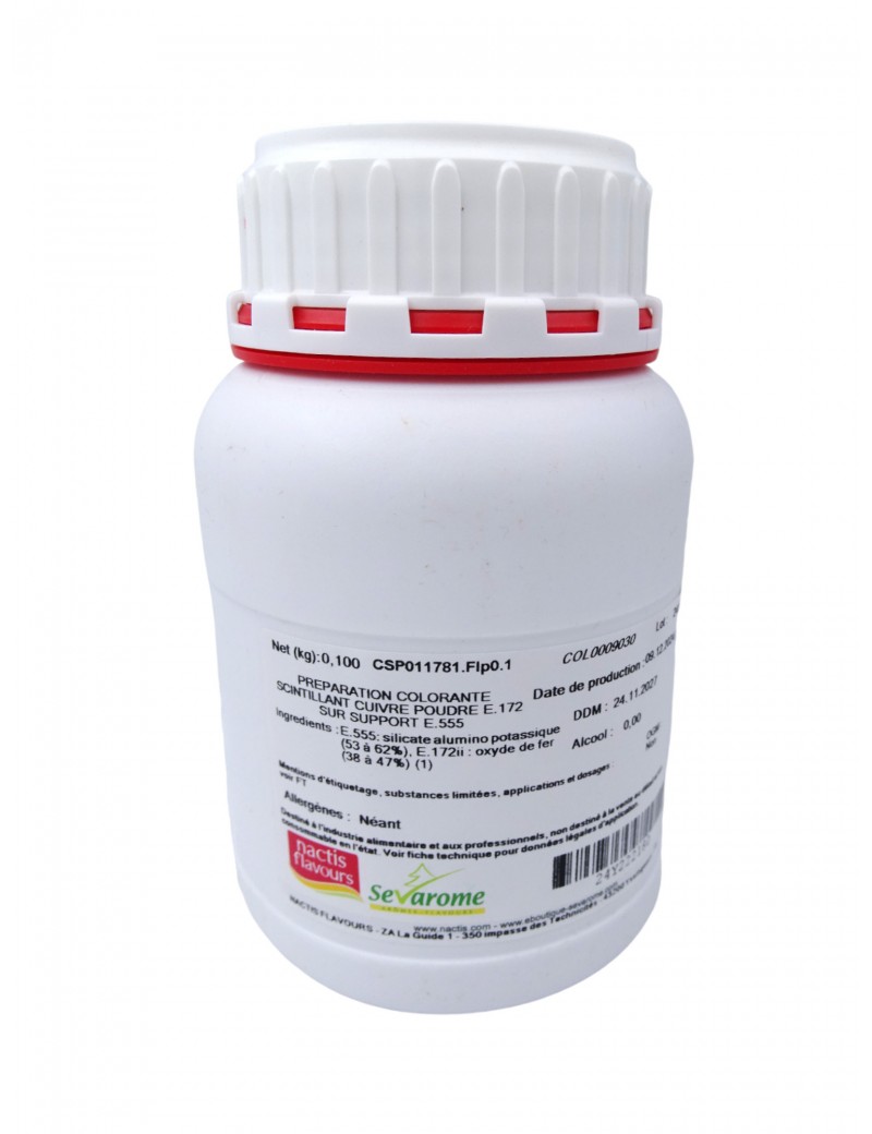 Colorant alimentaire scintillant cuivre poudre liposoluble professionnel 9030 SEVAROME